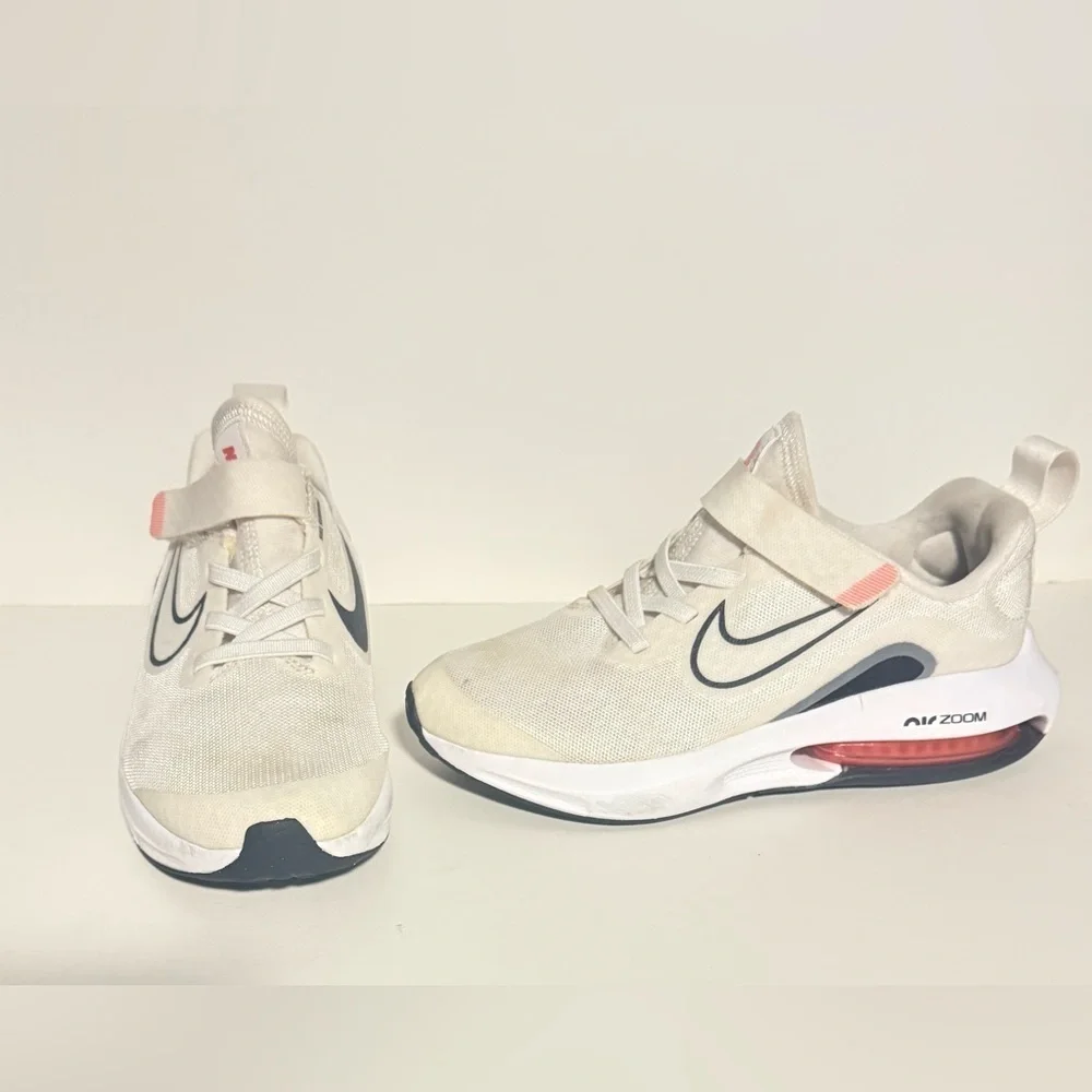 Nike Kids White and Black Sneakers with Pink Accents